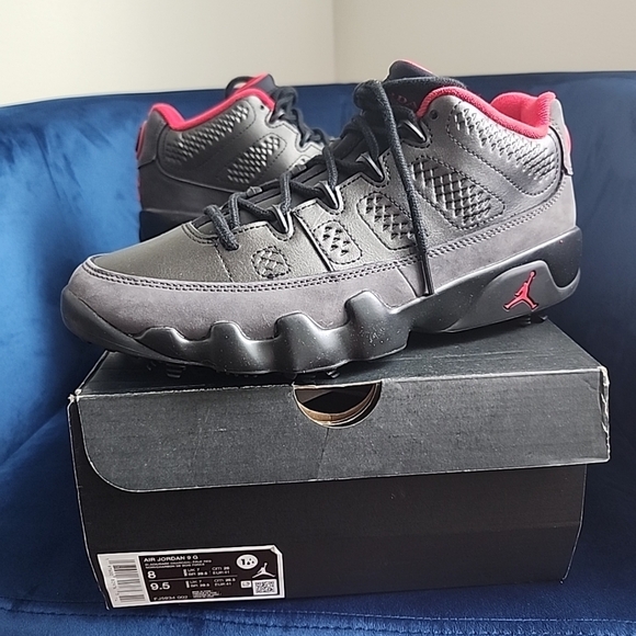 Jordan Other - Sz 8 Nike Air Jordan 9 Retro Low Golf Mens ‘Charcoal Black/Red’ FJ5934-002